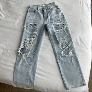 Pacsun light wash distressed high-rise straight leg jeans. Never worn, NWOT.